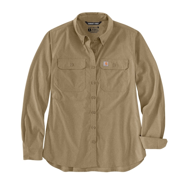 Carhartt Women's TW5291 W Force RlxdFit LW LS Shrt M REG Long Sleeve Relaxed Dark Khaki TW5291-W / 105538-DKHMREG - main